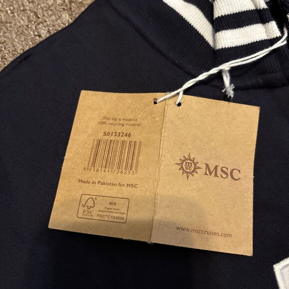NWT MSC Cruise Line Jacket L Zippered Fleece Navy Blue Ship Warm Cotton Pol - Picture 2 of 10